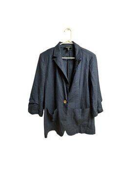 Ellen Tracy Linen Blend Blue Top Women’s Large Casual Lightweight